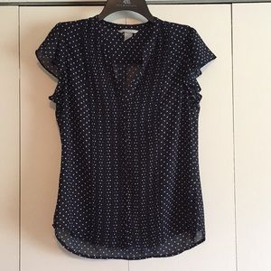 H&M Sheer Navy Blouse